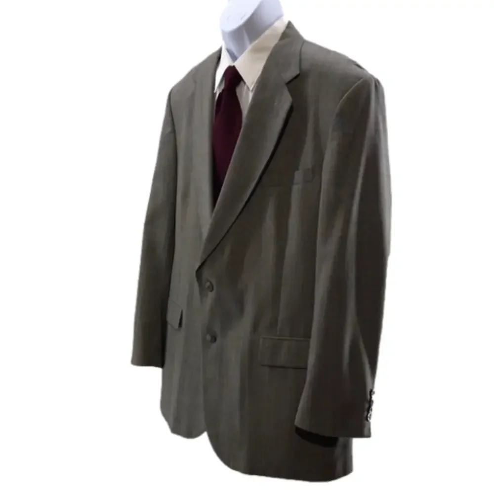 STAFFORD—VTG—Men’s Black/Cream/Red Houndstooth Plaid Blazer Sports Jkt—46L W41